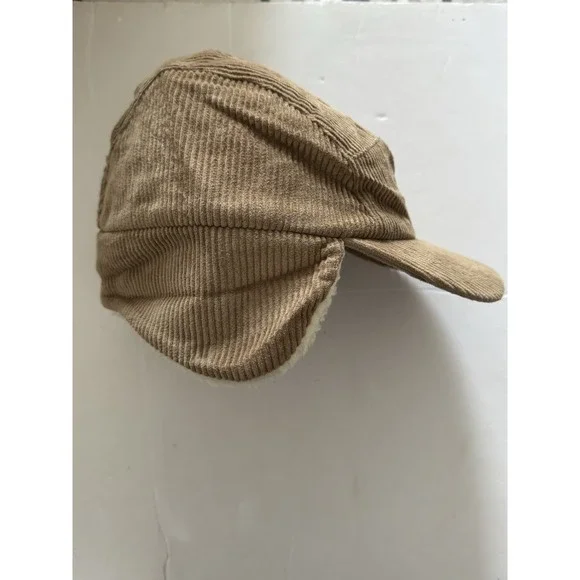 Paul Smith Men's Medium Light Brown Corduroy Winter Trapper Hat